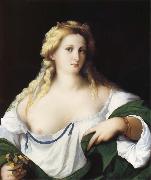 Palma Vecchio Portrait of a Young bride as Flora oil painting artist